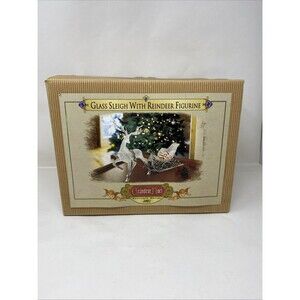 Grandeur Noel Glass Sleigh With Reindeer Figurine Collector's Edition Christmas